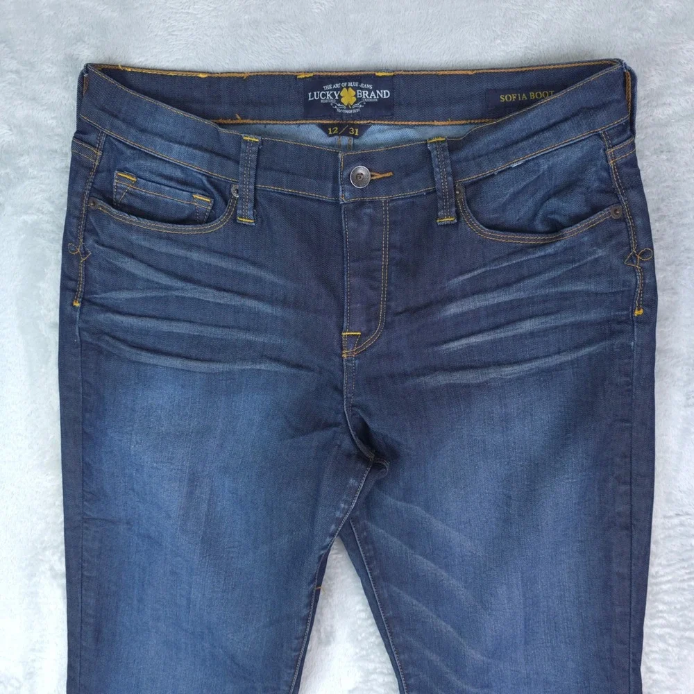 Lucky Brand Jeans Womens 12/31 Sofia Boot Cut Flare‎ Dark Wash Stretch Boho Y2K